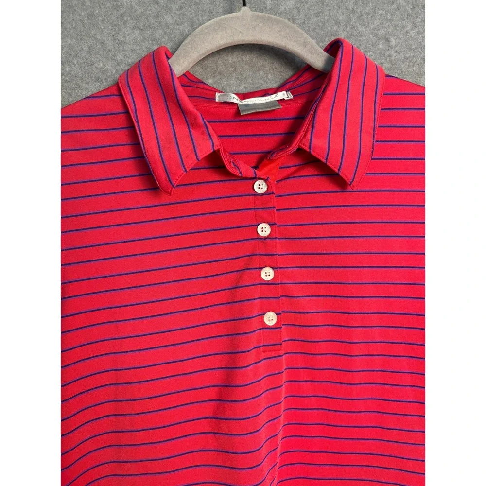 Nike Golf Dri-FIT Sleeveless Polo Shirt Pink Blue Striped‎ Women's Large